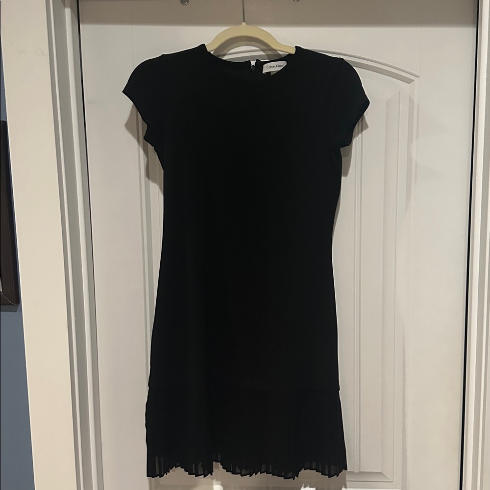 Calvin Klein Black Dress with Pleated Detail
